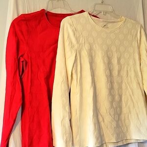 Talbots size Large Bright Red Polka Dot crewneck long sleeve t-shirt